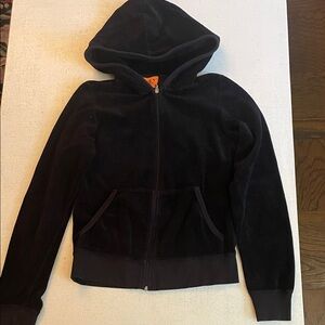 Vintage Juicy Couture Black Cotton Velour Zip-up Hoodie